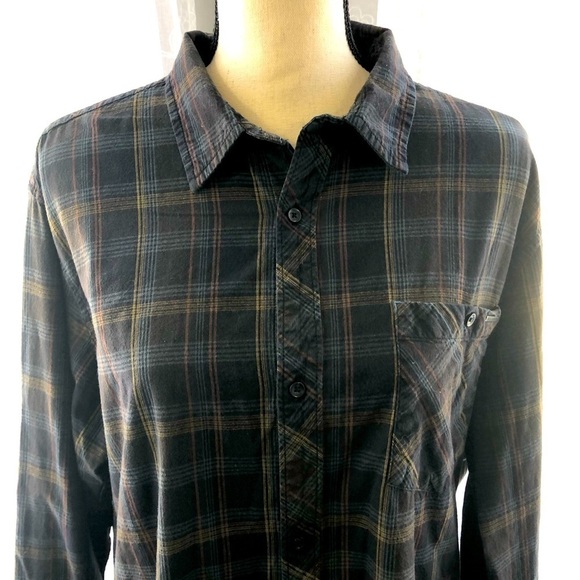Billabong  men’s dress shirt brown/black plaid SZ L - Picture 1 of 12